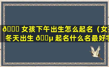 🐞 女孩下午出生怎么起名（女孩冬天出生 🐵 起名什么名最好字）